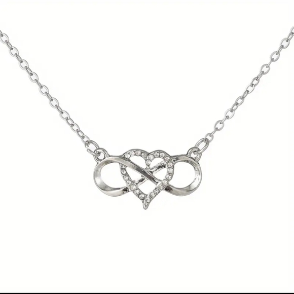 Infinity Heart Rhinestone Necklace - Picture 4 of 5
